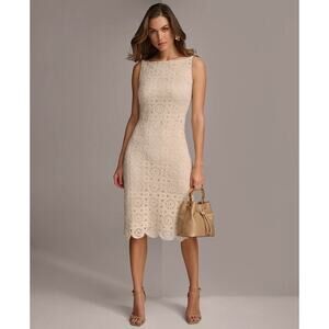 Donna Karan New York Boat Neck Lace Sleeveless Shift Dress Women's Size 16